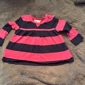 Pink and Navy Striped Long Sleeve Top